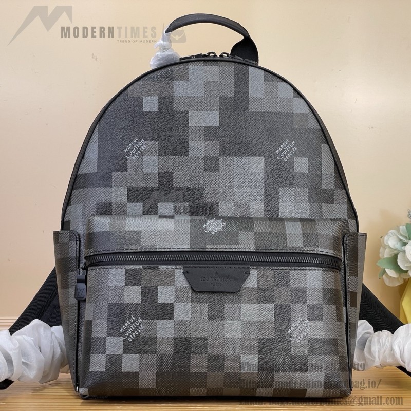Louis Vuitton Discovery Small Backpack M28789 Damoflage Coated Canvas Backpack with Pixelated Damier Camouflage