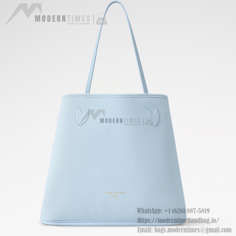  Louis Vuitton Neverfull Inside Out MM N40946 Damier Azur Canvas Tote Bag with Blue Interior and Removable Zip Pouch