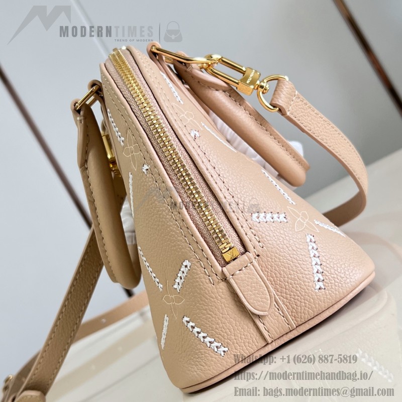 Louis Vuitton Alma BB M28458 Monogram Empreinte Couture Leather Handbag with Gold Padlock and Embroidered Finish