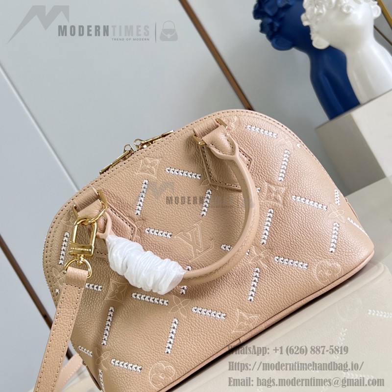 Louis Vuitton Alma BB M28458 Monogram Empreinte Couture Leather Handbag with Gold Padlock and Embroidered Finish