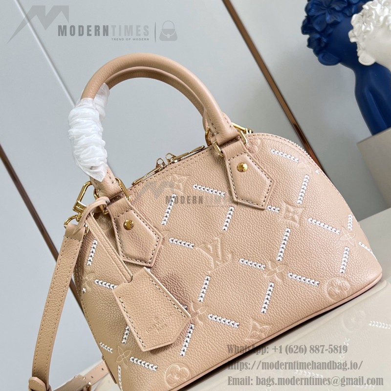 Louis Vuitton Alma BB M28458 Monogram Empreinte Couture Leather Handbag with Gold Padlock and Embroidered Finish