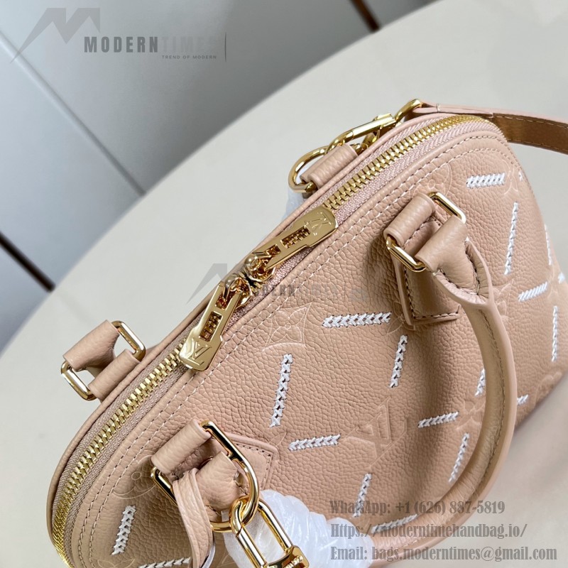 Louis Vuitton Alma BB M28458 Monogram Empreinte Couture Leather Handbag with Gold Padlock and Embroidered Finish
