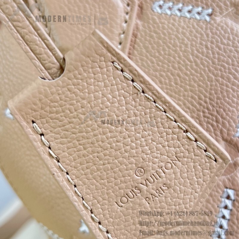 Louis Vuitton Alma BB M28458 Monogram Empreinte Couture Leather Handbag with Gold Padlock and Embroidered Finish