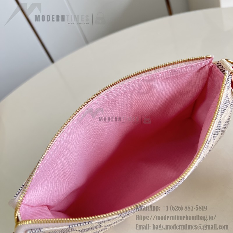 Louis Vuitton Pochette Accessories N40915 Damier Azur Canvas Shoulder Bag with Gold Hardware and Leather Strap