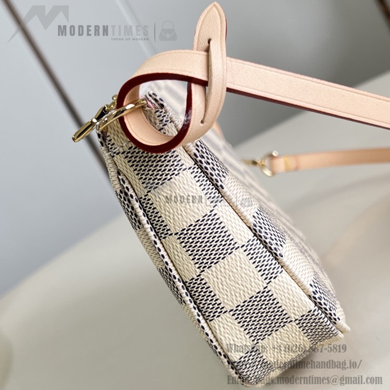 Louis Vuitton Pochette Accessories N40915 Damier Azur Canvas Shoulder Bag with Gold Hardware and Leather Strap