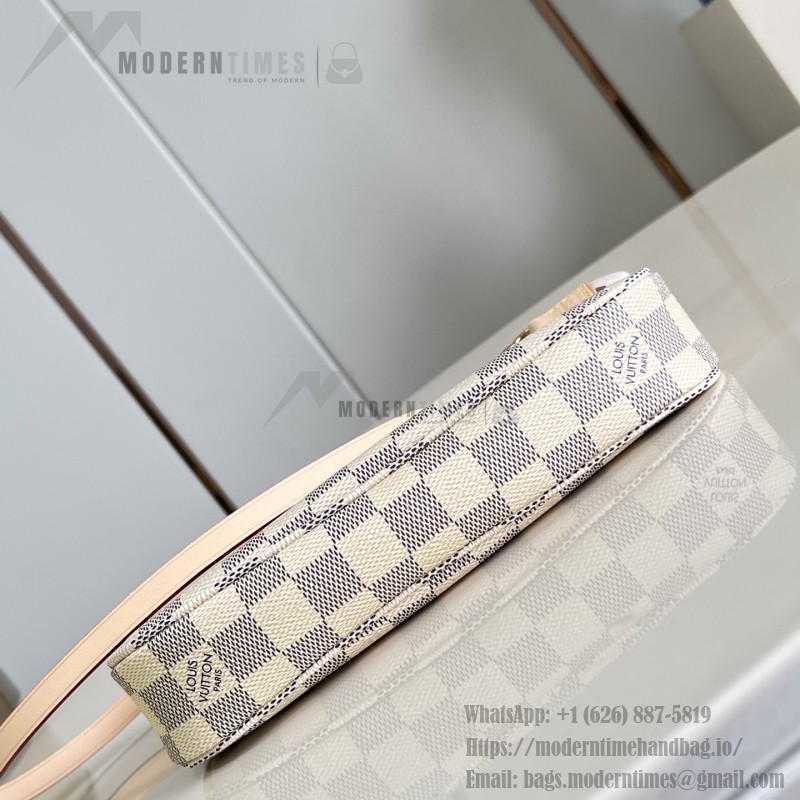 Louis Vuitton Pochette Accessories N40915 Damier Azur Canvas Shoulder Bag with Gold Hardware and Leather Strap