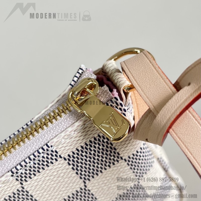 Louis Vuitton Pochette Accessories N40915 Damier Azur Canvas Shoulder Bag with Gold Hardware and Leather Strap