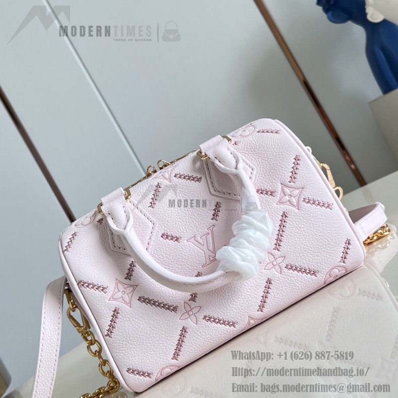 Louis Vuitton Speedy Bandoulière 20 M28529 Monogram Empreinte Couture Leather Handbag with LV Padlock and Decorative Chain