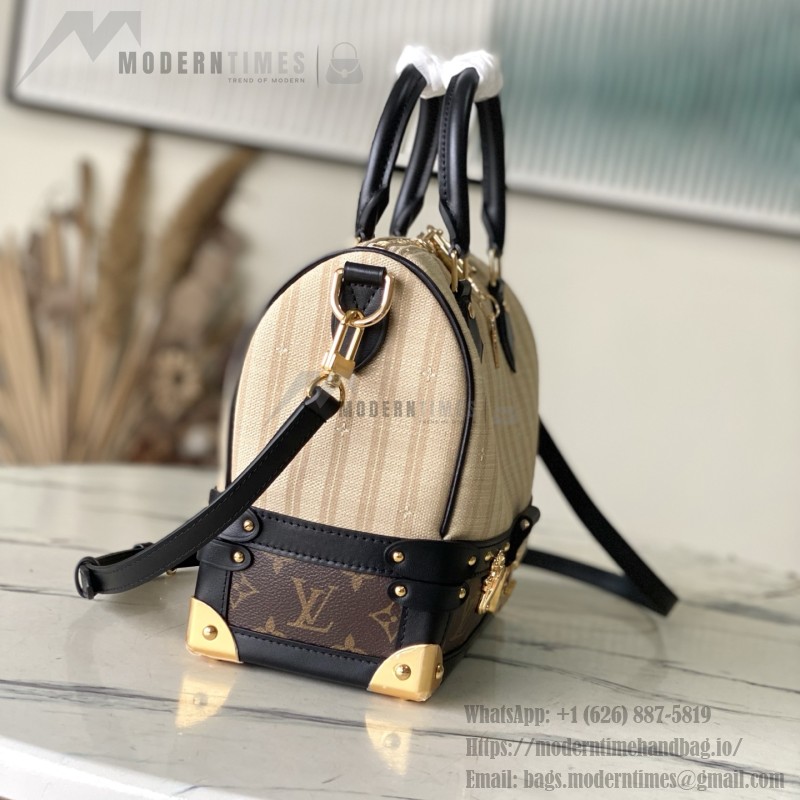 Louis Vuitton Speedy Bandoulière 22 M28761 Out Of The Trunk Monogram Canvas Handbag with S-Lock and Vintage Striped Details