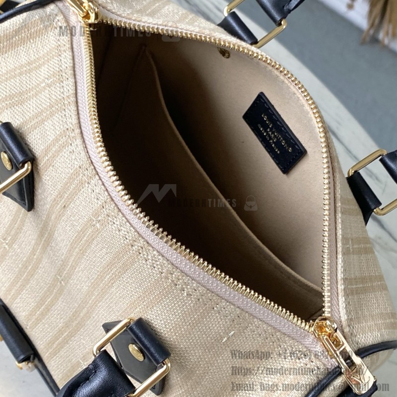 Louis Vuitton Speedy Bandoulière 22 M28761 Out Of The Trunk Monogram Canvas Handbag with S-Lock and Vintage Striped Details
