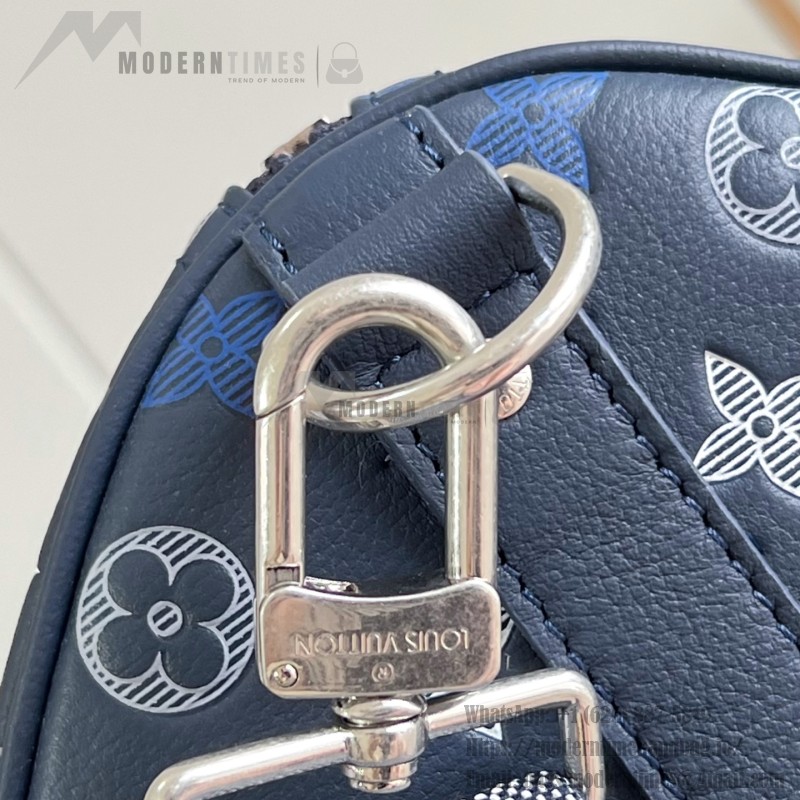Louis Vuitton Keepall Bandoulière 50 M28836 Monogram Shadow Leather Travel Bag with Gradient Monogram Finish and Reinforced Shoulder Strap