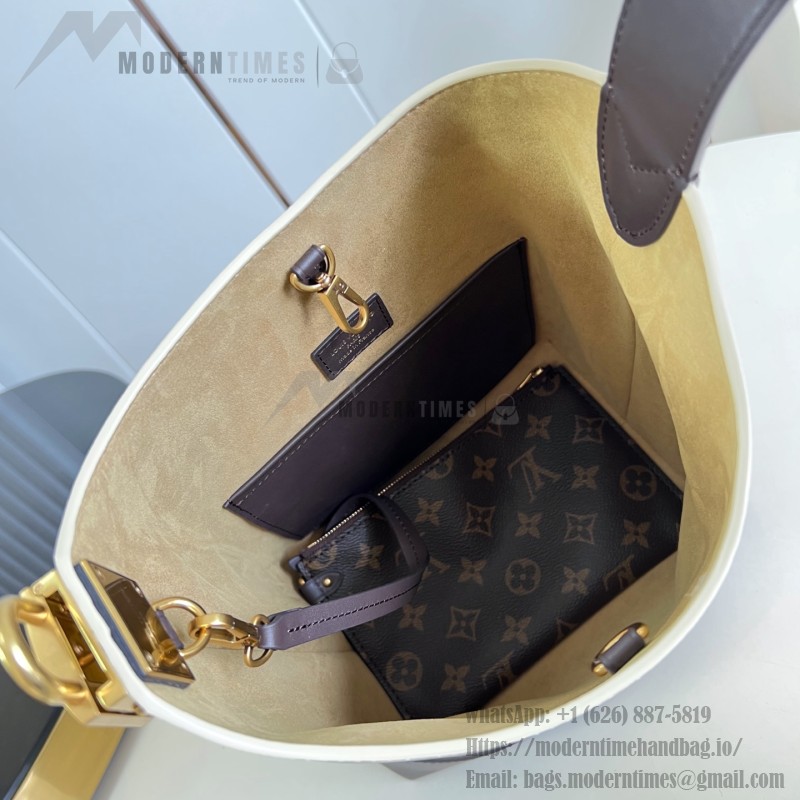Louis Vuitton Hobo PM M29068 Flight Mode Bicolor Leather Shoulder Bag with Vintage Hardware and Removable Zip Pouch
