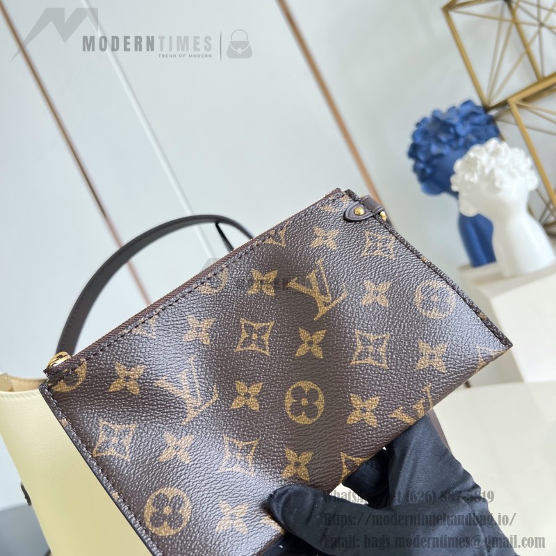 Louis Vuitton Hobo PM M29068 Flight Mode Bicolor Leather Shoulder Bag with Vintage Hardware and Removable Zip Pouch