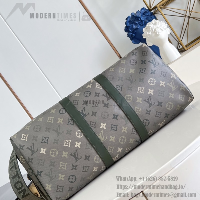 Louis Vuitton Keepall Bandoulière 45 M29158 Monogram Surplus Canvas Travel Bag with Embossed Woven-Effect Finish and Side Pockets