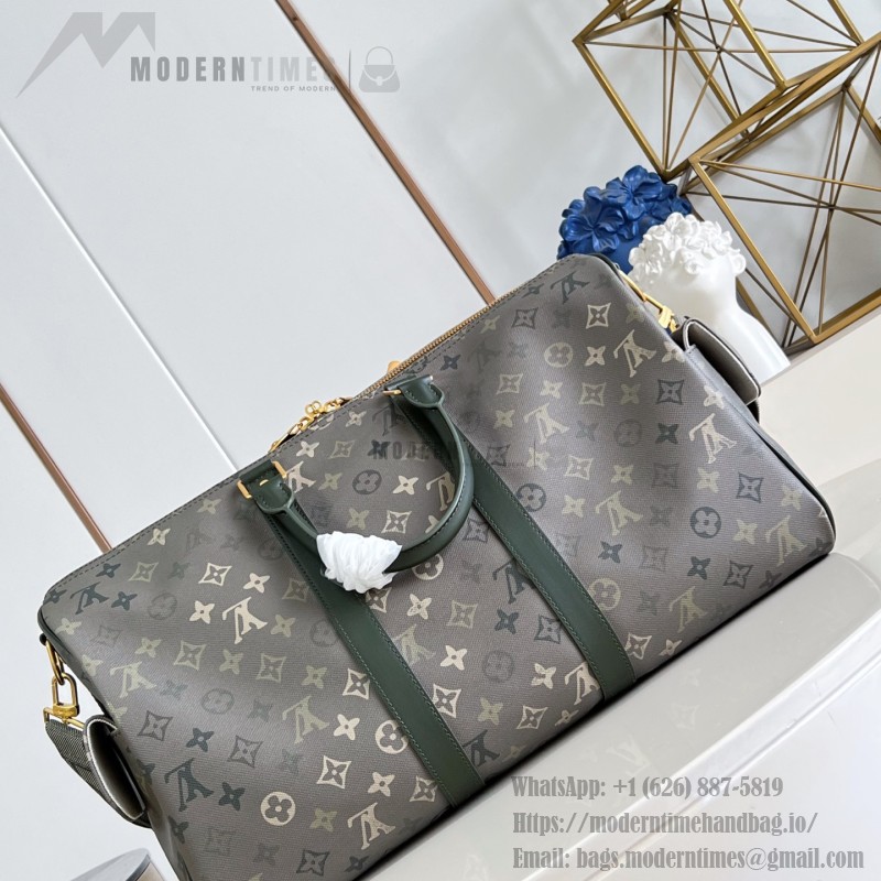 Louis Vuitton Keepall Bandoulière 45 M29158 Monogram Surplus Canvas Travel Bag with Embossed Woven-Effect Finish and Side Pockets