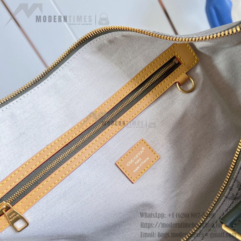 Louis Vuitton Keepall Bandoulière 45 M29158 Monogram Surplus Canvas Travel Bag with Embossed Woven-Effect Finish and Side Pockets