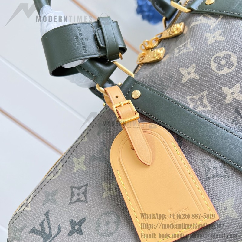 Louis Vuitton Keepall Bandoulière 45 M29158 Monogram Surplus Canvas Travel Bag with Embossed Woven-Effect Finish and Side Pockets