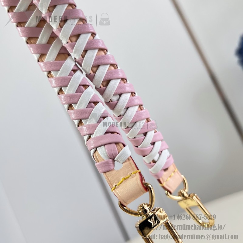 Louis Vuitton Wallet On Chain Ivy N40916 Damier Azur Canvas Crossbody Bag with Bicolor Woven Strap and Gold Chain