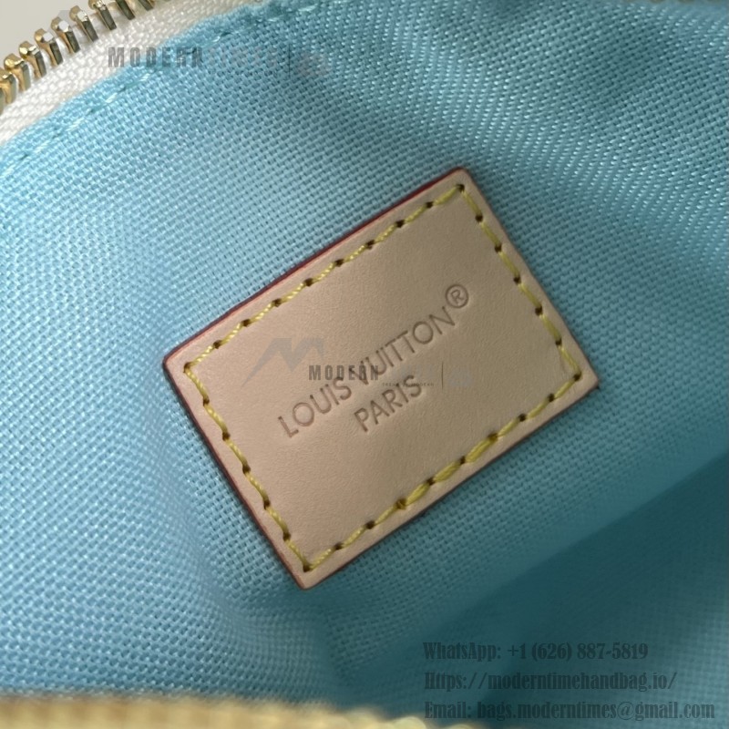  Louis Vuitton Nano Speedy N40918 Damier Azur Canvas Mini Handbag with Braided Leather Handles and Gold Hardware