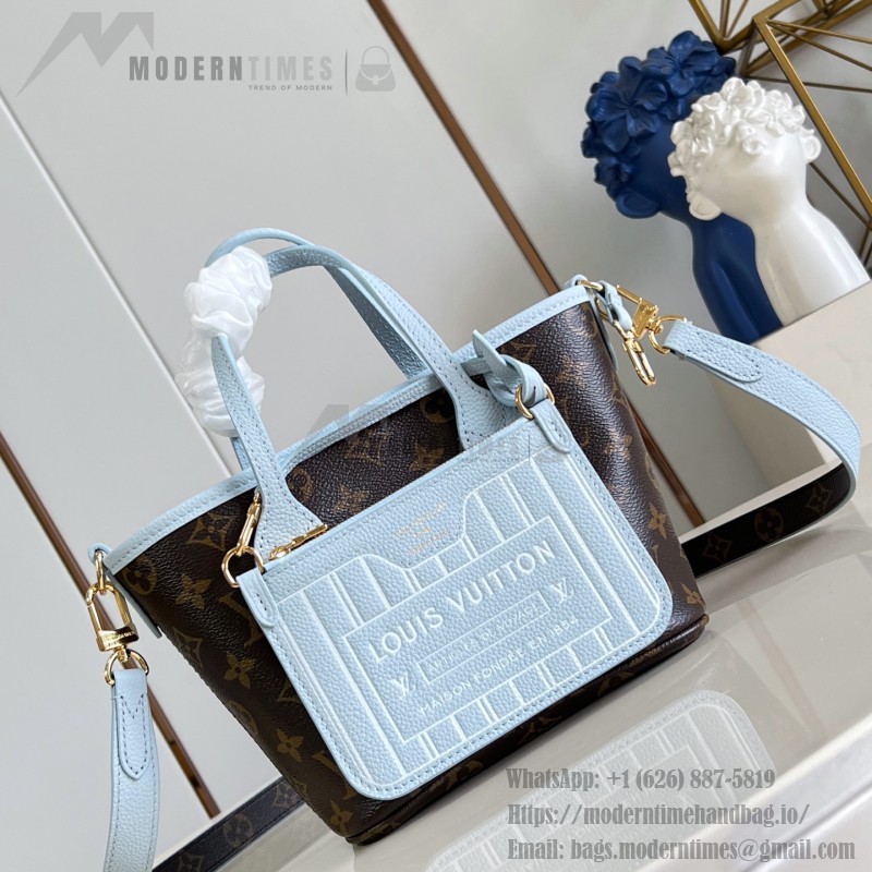 Louis Vuitton Neverfull Inside Out BB M28336 Reversible Leather Handbag with Heart Embroidery and Removable Zip Pouch