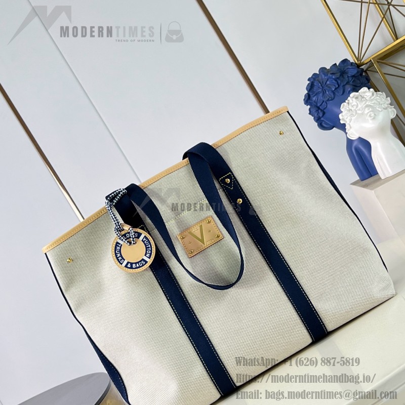  Louis Vuitton Escale M28503 Cotton Beach Tote Bag with Lifebuoy Name Tag, Exterior Pocket, and Exclusive Summer Accessories
