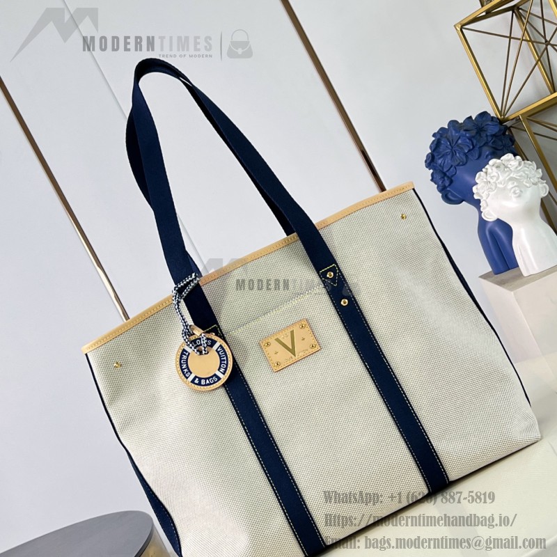  Louis Vuitton Escale M28503 Cotton Beach Tote Bag with Lifebuoy Name Tag, Exterior Pocket, and Exclusive Summer Accessories