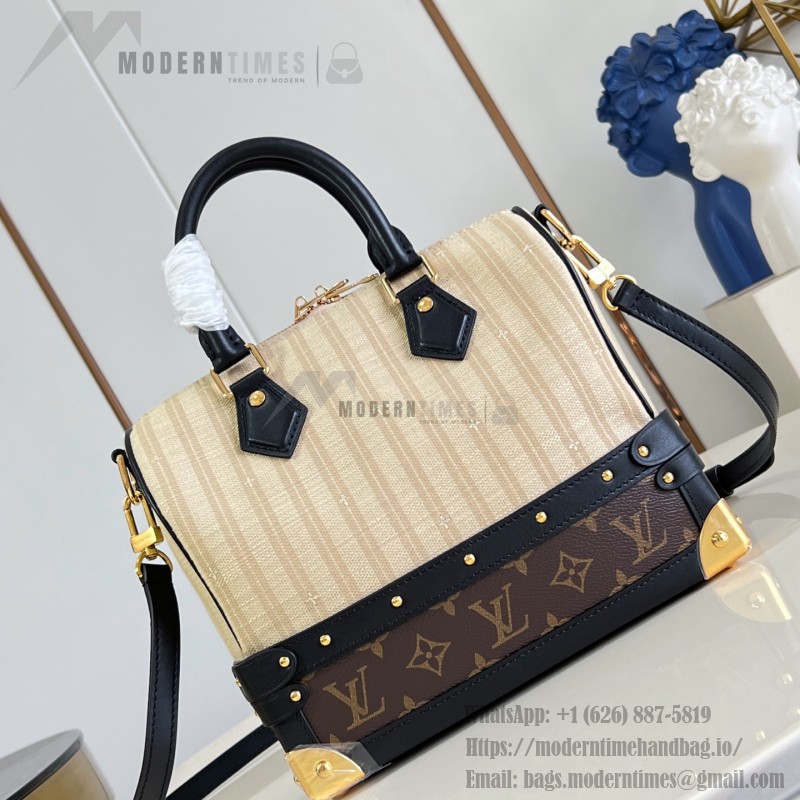 Louis Vuitton Speedy Bandoulière 22 Out Of The Trunk Monogram Canvas Replica Handbag with S-Lock and Leather Trim