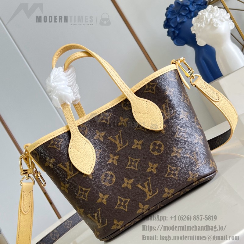 Louis Vuitton Neverfull Inside Out BB cream and red leather replica handbag with heart embroidery and removable zippered pouch