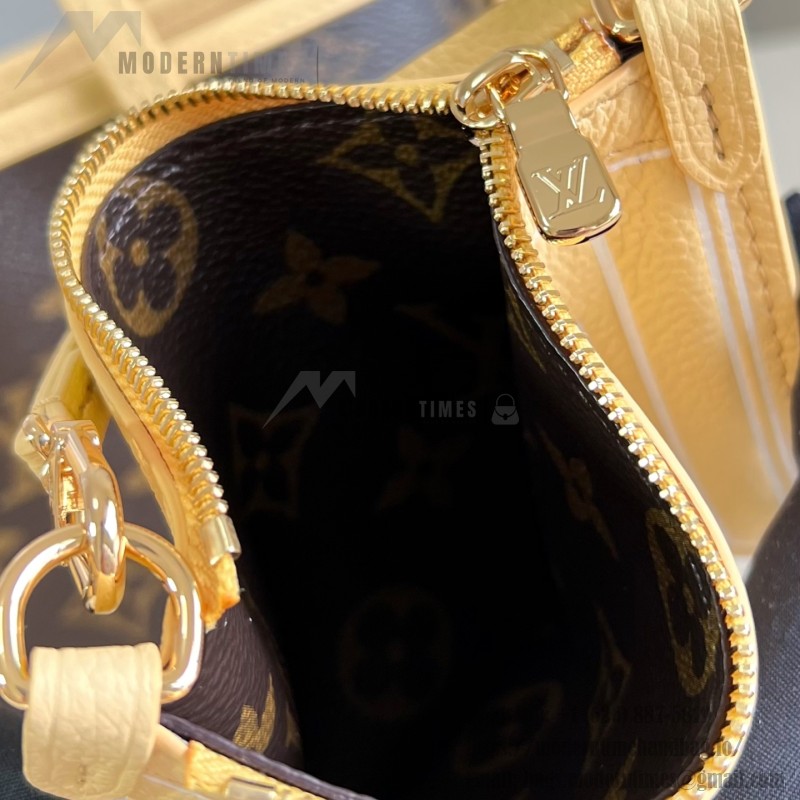 Louis Vuitton Neverfull Inside Out BB cream and red leather replica handbag with heart embroidery and removable zippered pouch