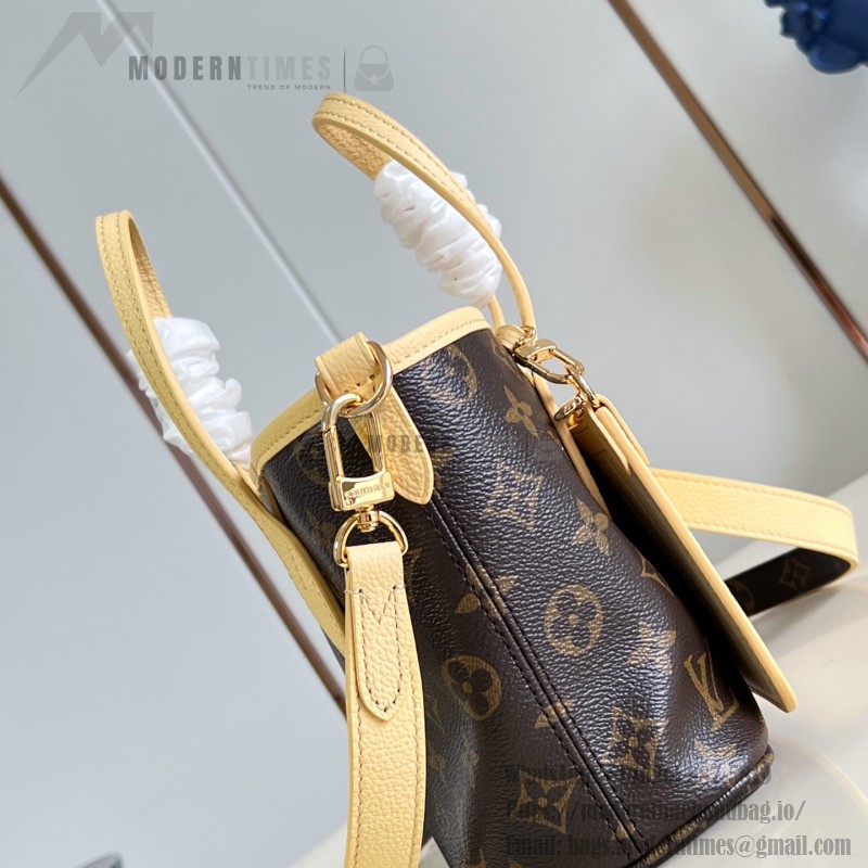 Louis Vuitton Neverfull Inside Out BB cream and red leather replica handbag with heart embroidery and removable zippered pouch