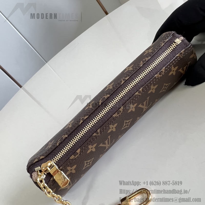 Louis Vuitton Pochette Pencil M28059 Monogram canvas cosmetic pouch with gold hook clasp