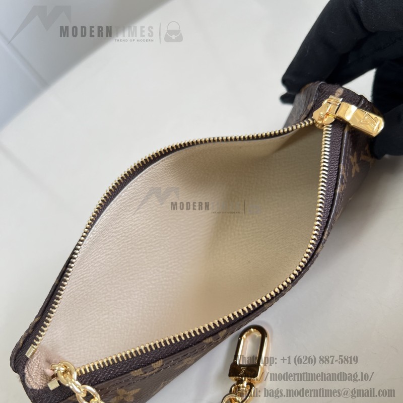 Louis Vuitton Pochette Pencil M28059 Monogram canvas cosmetic pouch with gold hook clasp
