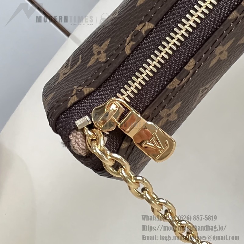Louis Vuitton Pochette Pencil M28059 Monogram canvas cosmetic pouch with gold hook clasp