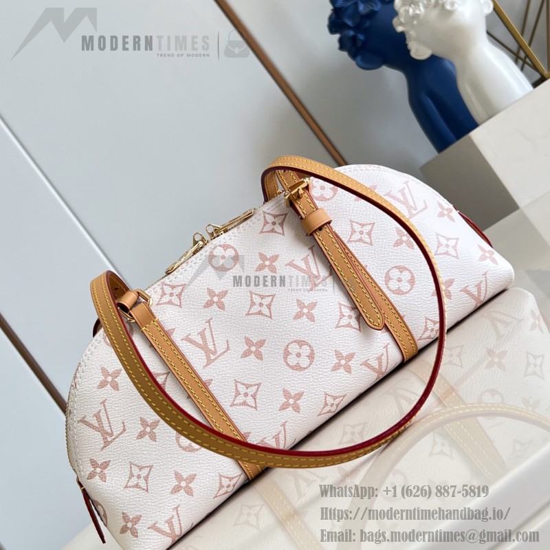  Louis Vuitton Squire East West Bag M2A457 Monogram canvas handbag with leather trim and gold padlock