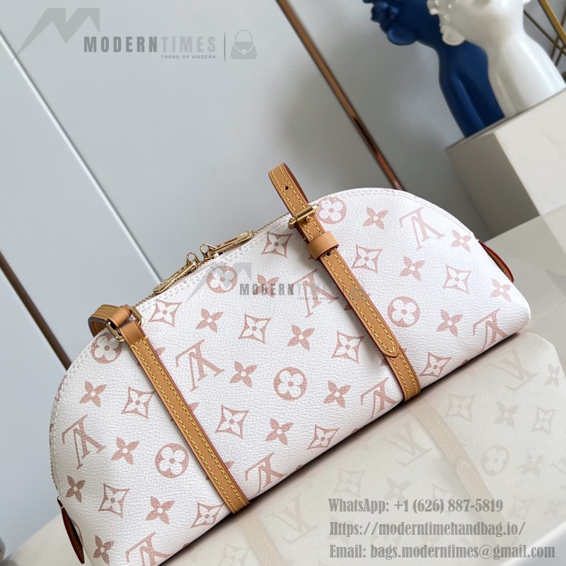 Louis Vuitton Squire East West Bag M2A457 Monogram canvas handbag with leather trim and gold padlock