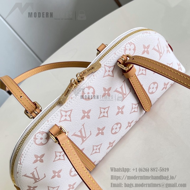  Louis Vuitton Squire East West Bag M2A457 Monogram canvas handbag with leather trim and gold padlock