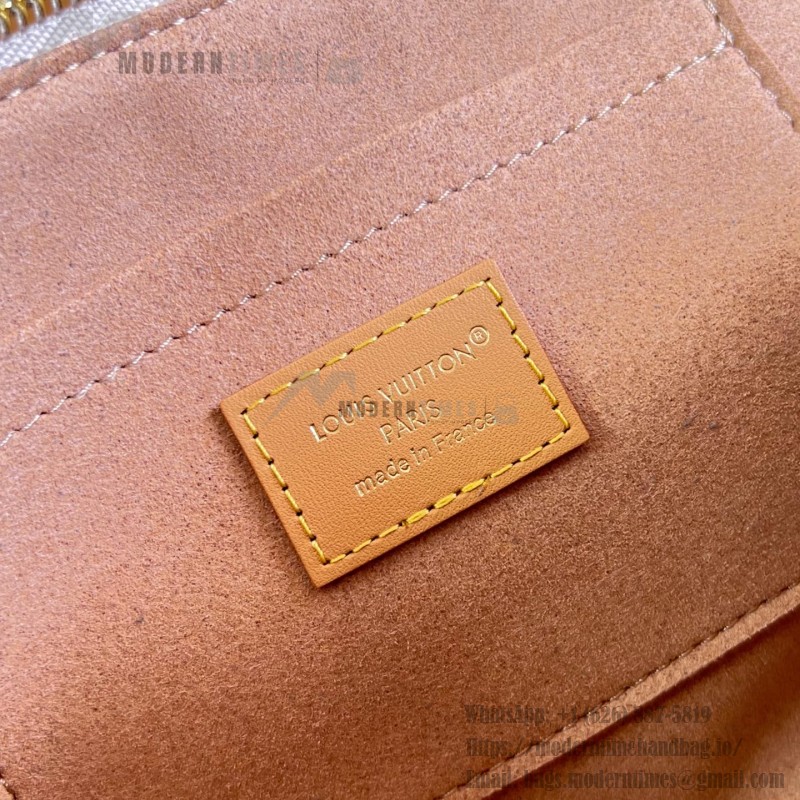  Louis Vuitton Squire East West Bag M2A457 Monogram canvas handbag with leather trim and gold padlock