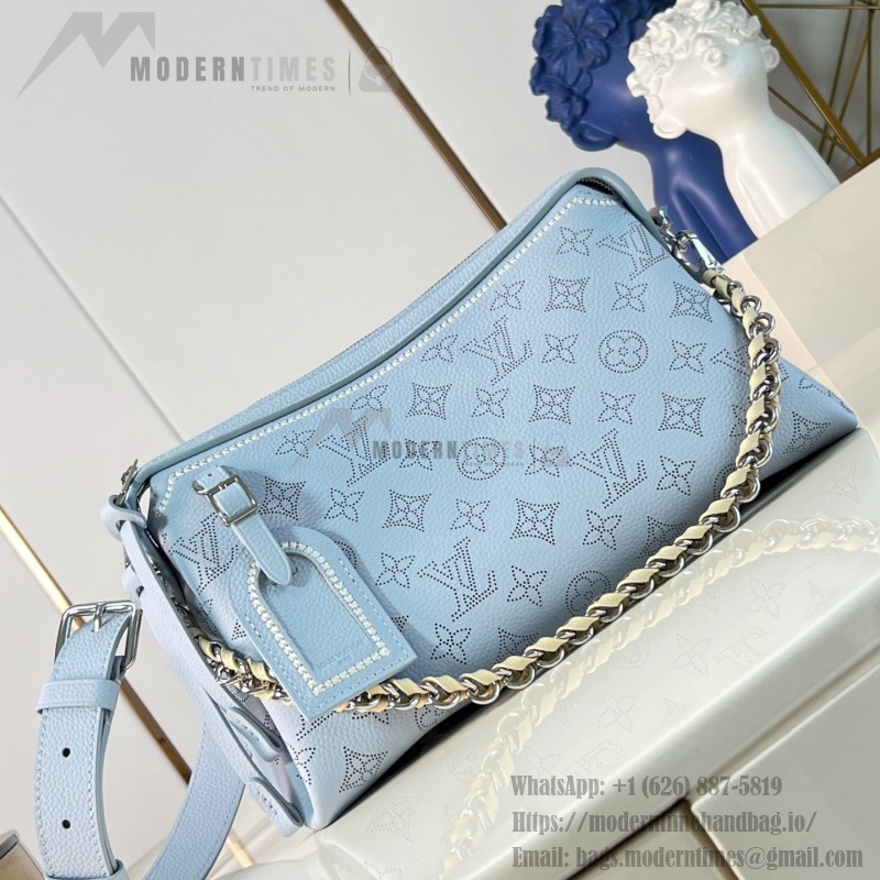 Louis Vuitton Mahina Hand It All Small Bag M24255 perforated calf leather handbag with braided chain handle