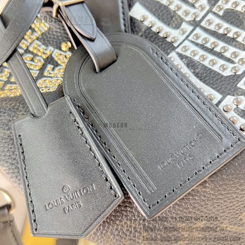 Louis Vuitton Speedy P9 Bandoulière 30 M26180 black studded leather handbag with crystal-inspired details