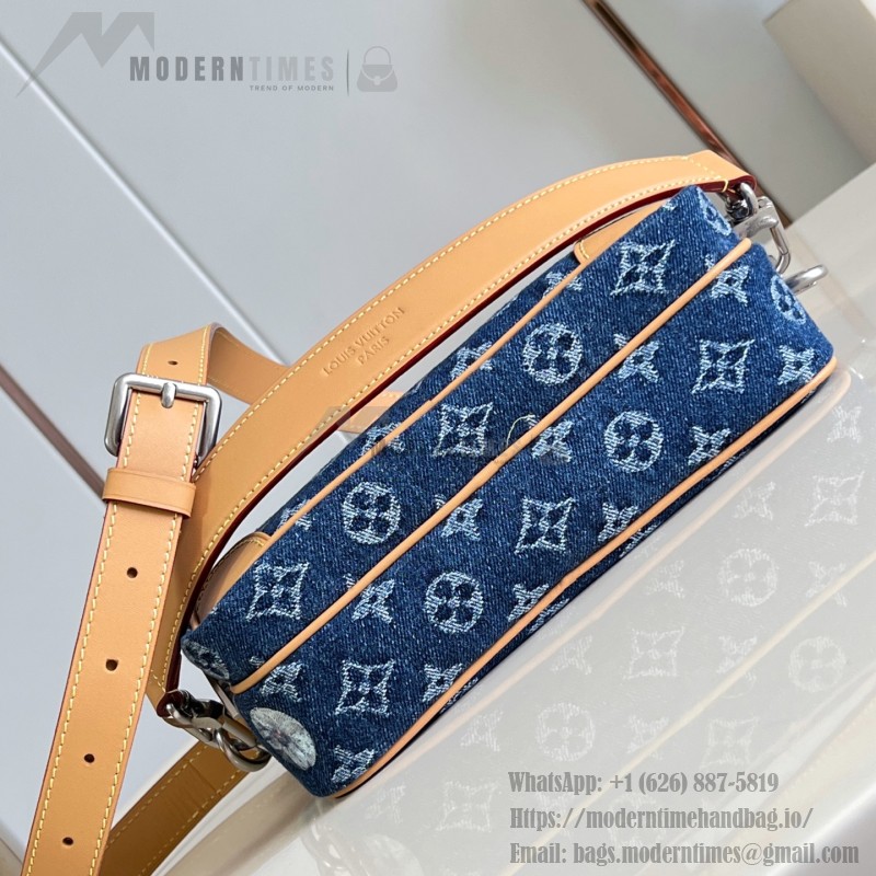 Louis Vuitton Nil Crossbody Bag M27553 Monogram denim handbag with floral embroidery