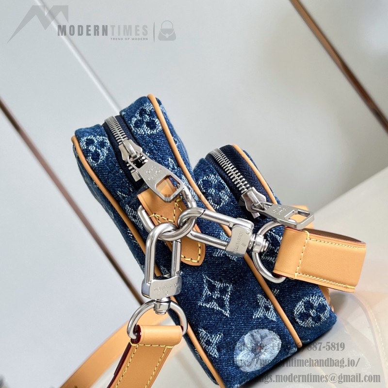 Louis Vuitton Nil Crossbody Bag M27553 Monogram denim handbag with floral embroidery