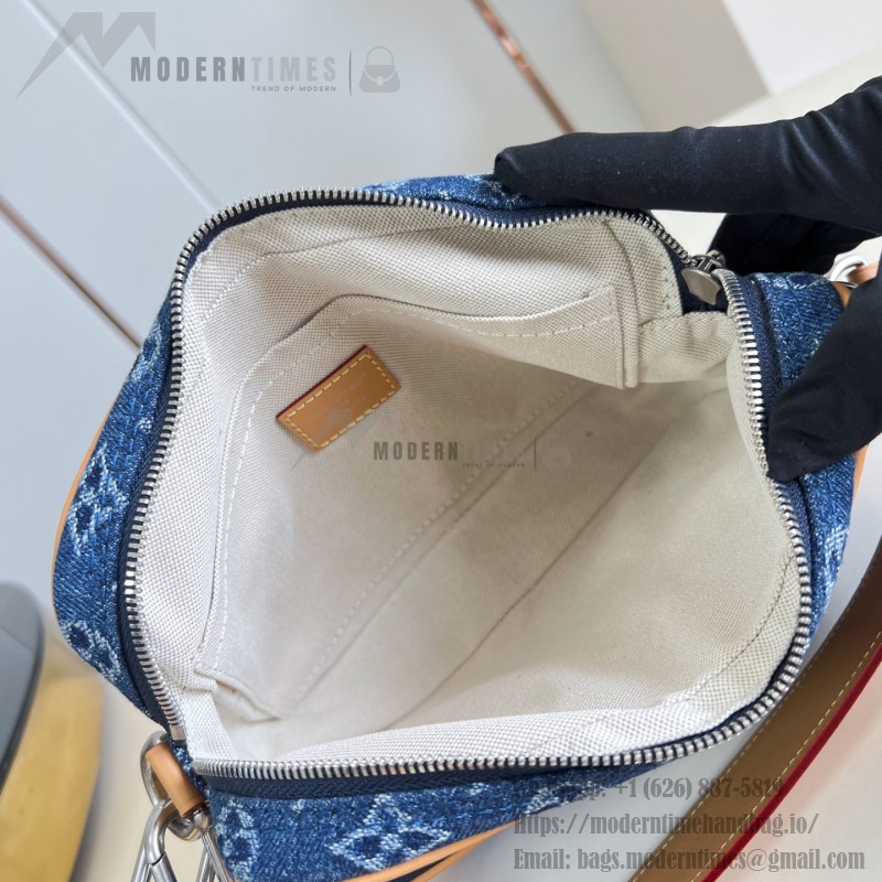 Louis Vuitton Nil Crossbody Bag M27553 Monogram denim handbag with floral embroidery