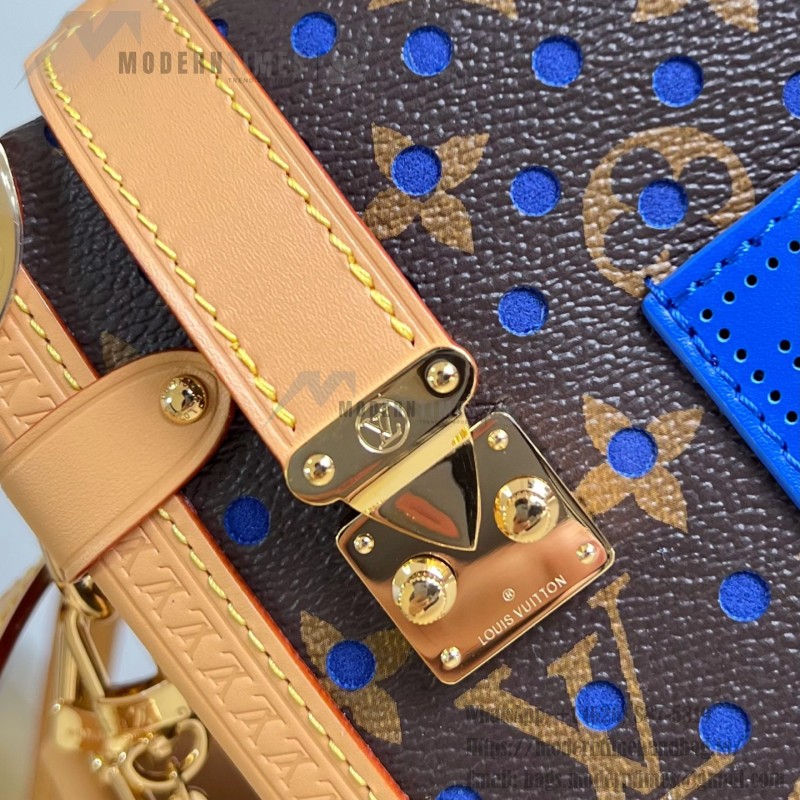  Louis Vuitton Side Trunk Medium Bag M28490 Monogram Perfo canvas handbag with S-lock closure
