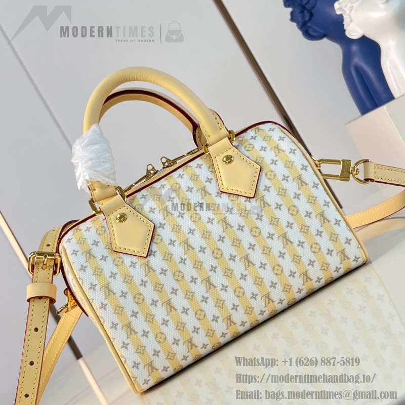 Louis Vuitton Speedy Bandoulière 20 M29459 LV Stamp canvas handbag with striped mini Monogram design