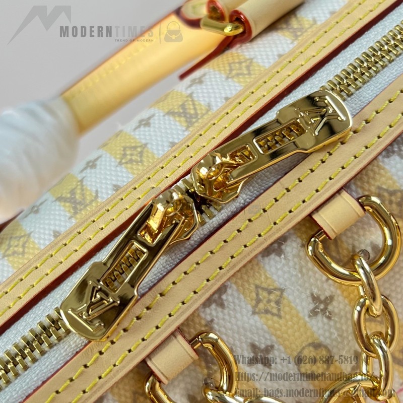Louis Vuitton Speedy Bandoulière 20 M29459 LV Stamp canvas handbag with striped mini Monogram design