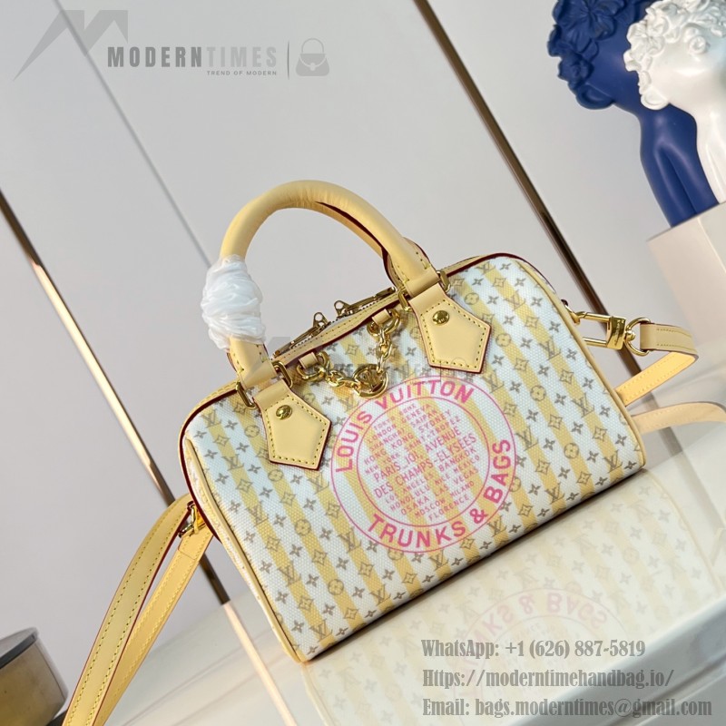 Louis Vuitton Speedy Bandoulière 20 M29459 LV Stamp canvas handbag with striped mini Monogram design