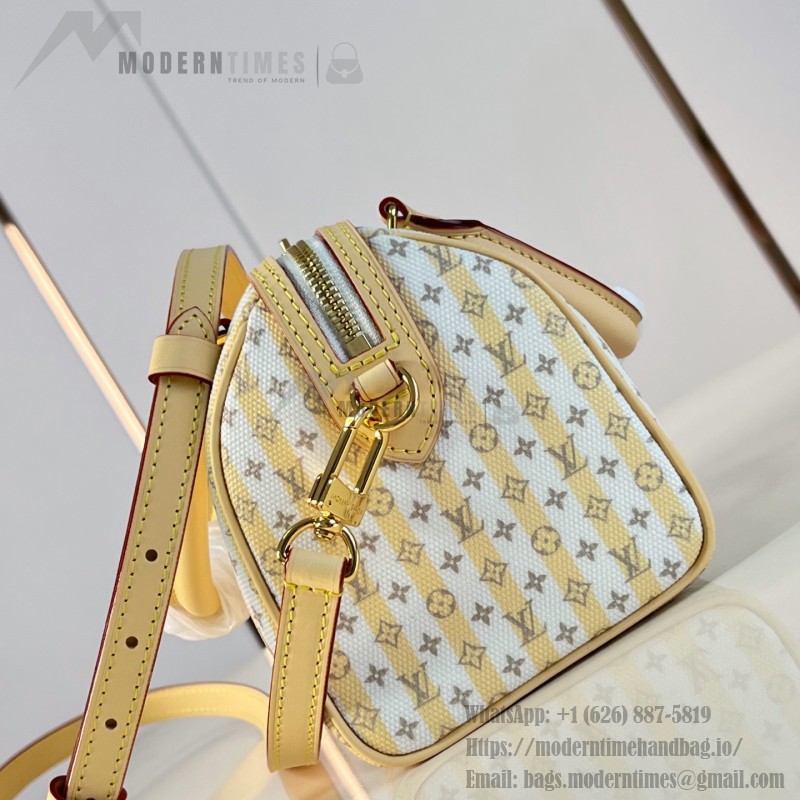 Louis Vuitton Speedy Bandoulière 20 M29459 LV Stamp canvas handbag with striped mini Monogram design