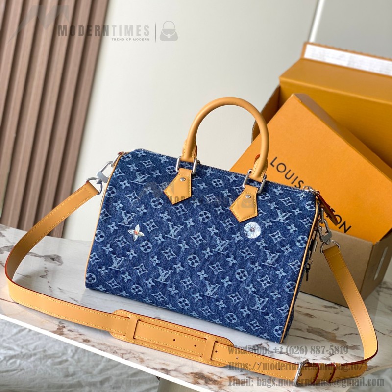 Louis Vuitton Speedy 30 Bandouliere M27556 replica handbag premium MB163c chip version