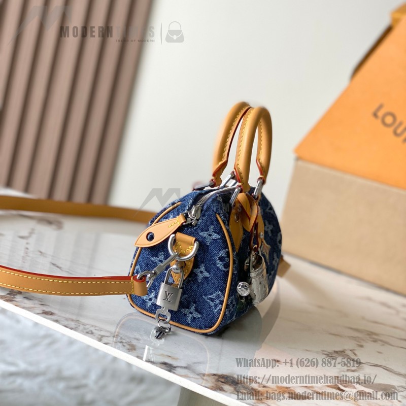 Louis Vuitton Speedy 18 Bandoulière M27557 inspired handbag in premium MB163c leather