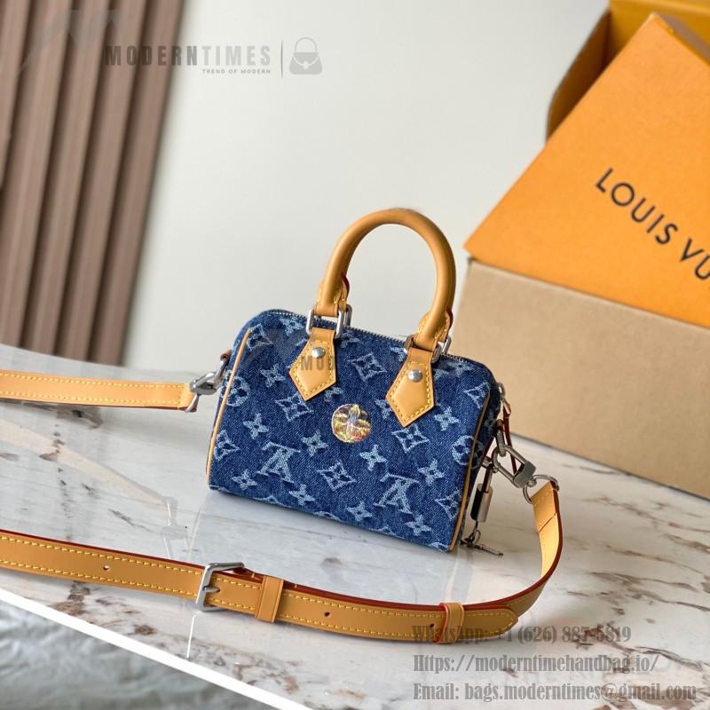 Louis Vuitton Speedy 18 Bandoulière M27557 inspired handbag in premium MB163c leather